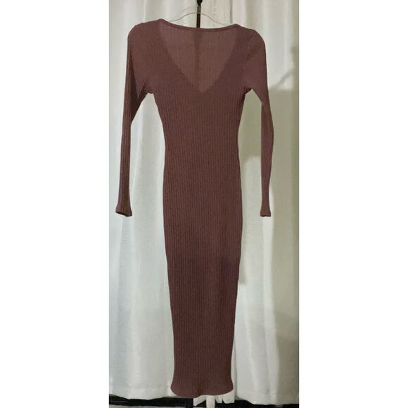 Windsor Bodycon Dress Long Sleeves Midi Ribbed Size Small - Picture 2 of 7